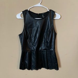 Black fake leather tank top